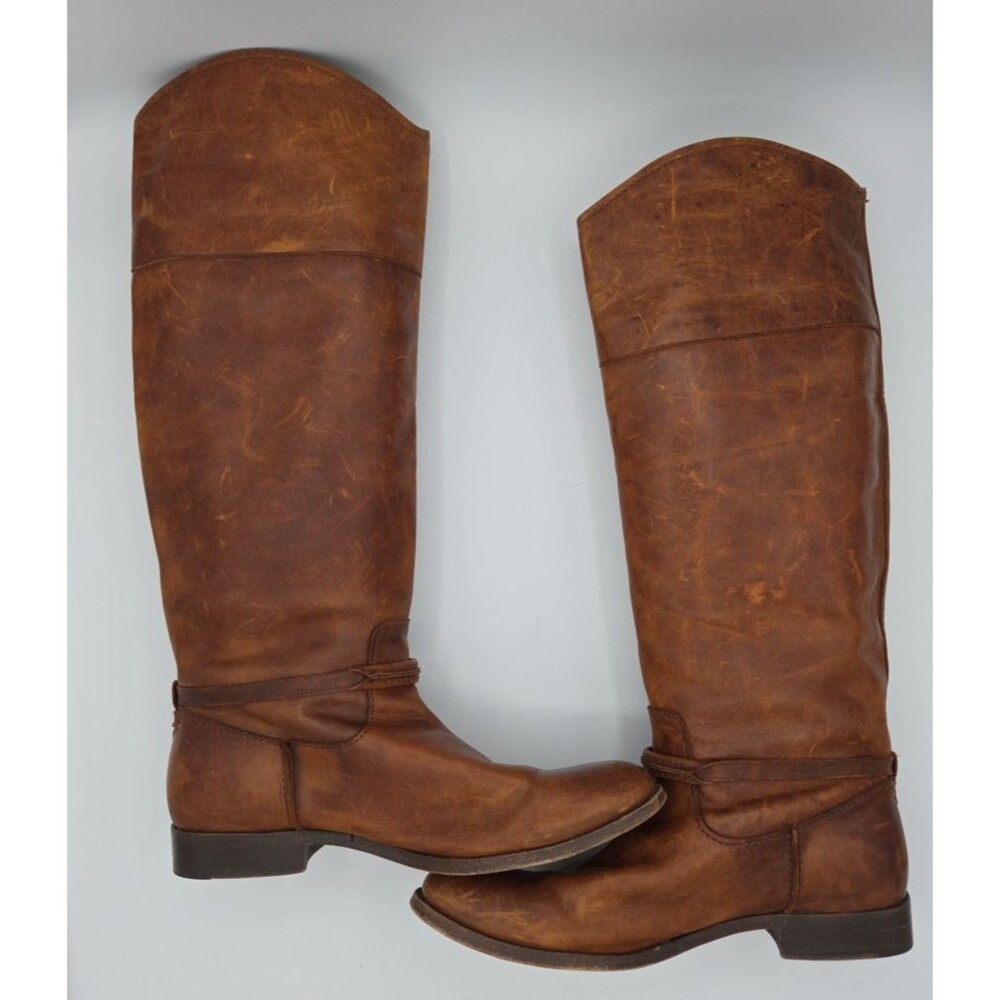 Frye Melissa Seam Riding Boot Cognac Leather Size 10 B 3475445 Riding Boot - Picture 2 of 8
